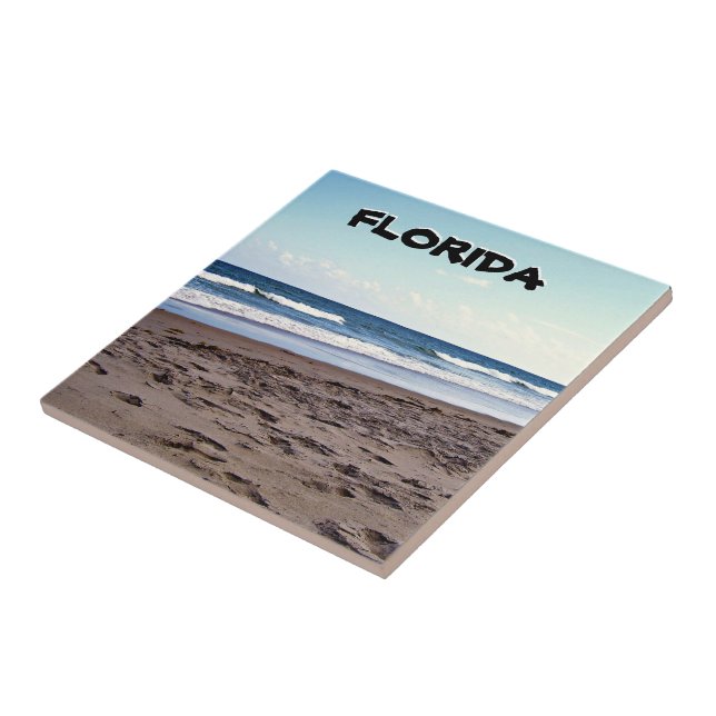 Florida Coastal Shoreline Beach Scene Ceramic Tile (Side)