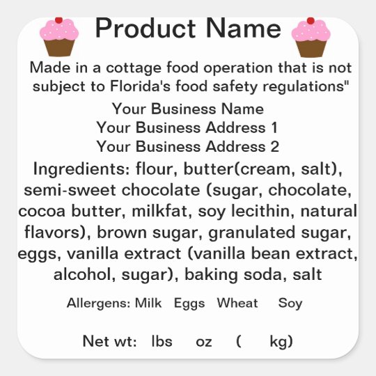 Florida Cottage Food Law Sticker Label Square Sticker Zazzle Com Au