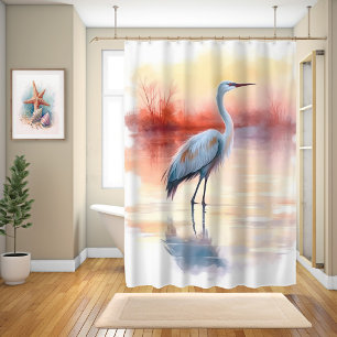 Florida Crane Watercolor Shower Curtain