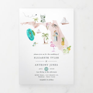 Florida Destination Wedding Photo Tri-Fold Car Card