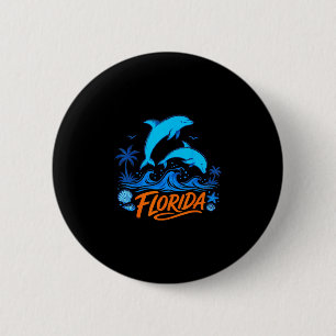 Florida dolphins playful ocean waves design 6 cm round badge
