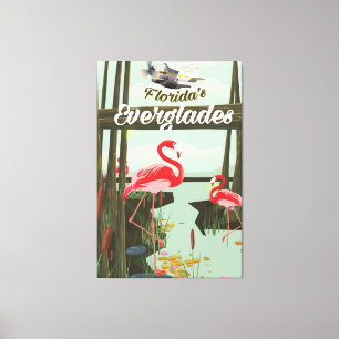 Florida Everglades cartoon travel poster Canvas Print