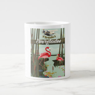 Florida Everglades cartoon travel poster Large Coffee Mug