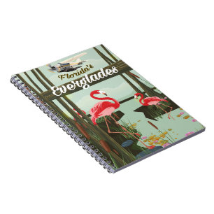 Florida Everglades cartoon travel poster Notebook