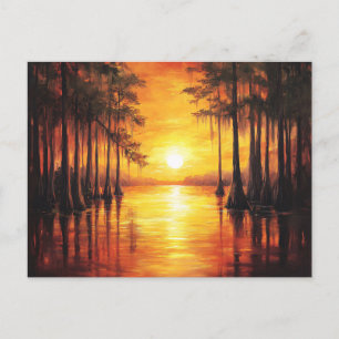 Florida Everglades Sunset Landscape Painting Postcard