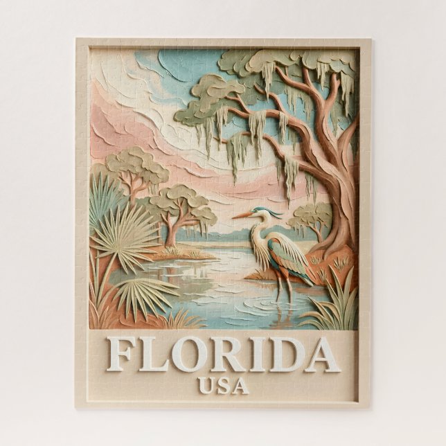 Florida Everglades Wildlife Bird Texture Landscape Jigsaw Puzzle (Vertical)
