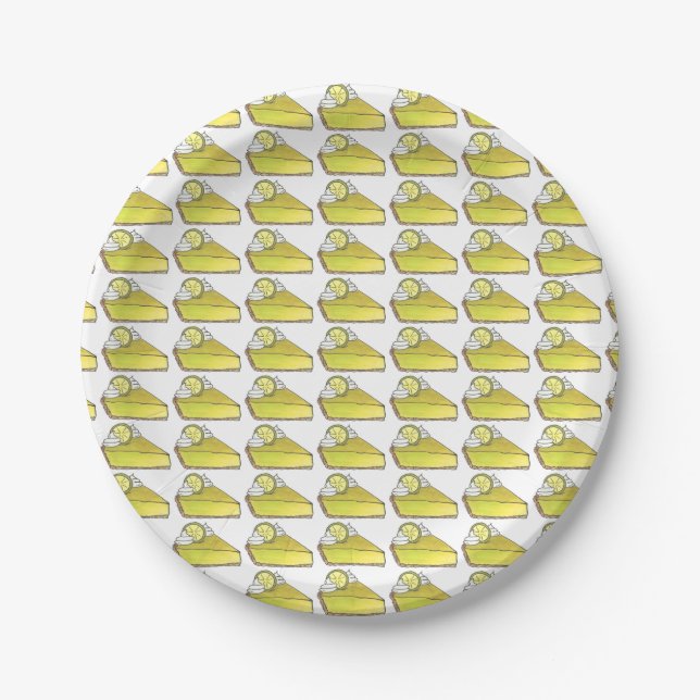 Florida FL Keys Key Lime Pie Slice Dessert Food Paper Plate (Front)