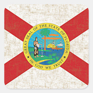 FLORIDA FLAG AGED SQUARE STICKER