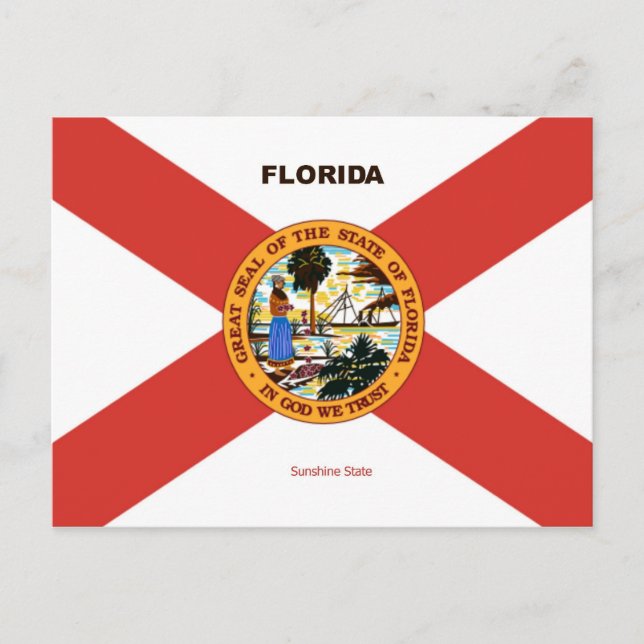 Florida Flag and Slogan Postcard (Front)