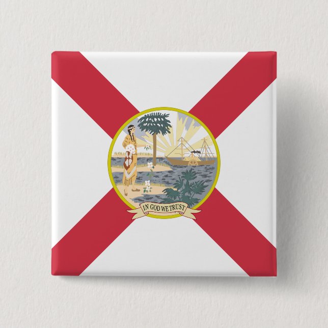 Florida Flag: The Sunshine State of Floridians 15 Cm Square Badge (Front)