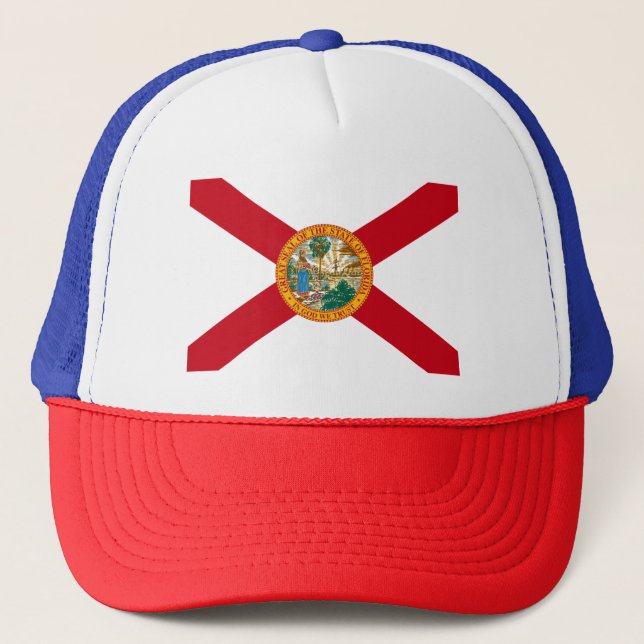 Florida Flag: The Sunshine State of Floridians Trucker Hat (Front)