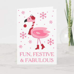 Florida Flamingo Tropical Beach Christmas Holiday Card