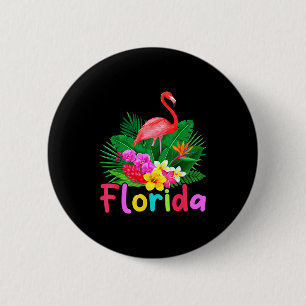 Florida flamingo tropical plant summer vacation 6 cm round badge