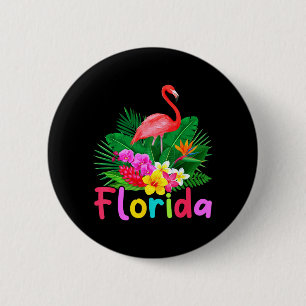 Florida Flamingo Tropical Plant Summer Vacation 6 Cm Round Badge