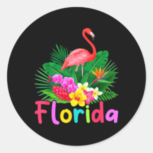 Florida Flamingo Tropical Plant Summer Vacation Classic Round Sticker