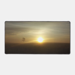 Florida Foggy Morning Sunrise Natural Photography Desk Mat