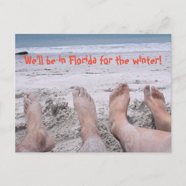 Florida for the winter funny change of address announcement postcard (Front)