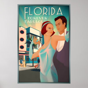 Florida Forever Fabulous Retro South Beach High Poster
