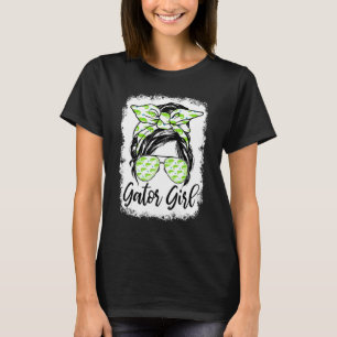Florida Gator Girl Alligator Messy Bun   Crocodile T-Shirt