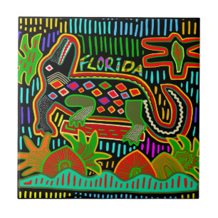 Florida Gator in Tropical Jungle Tile