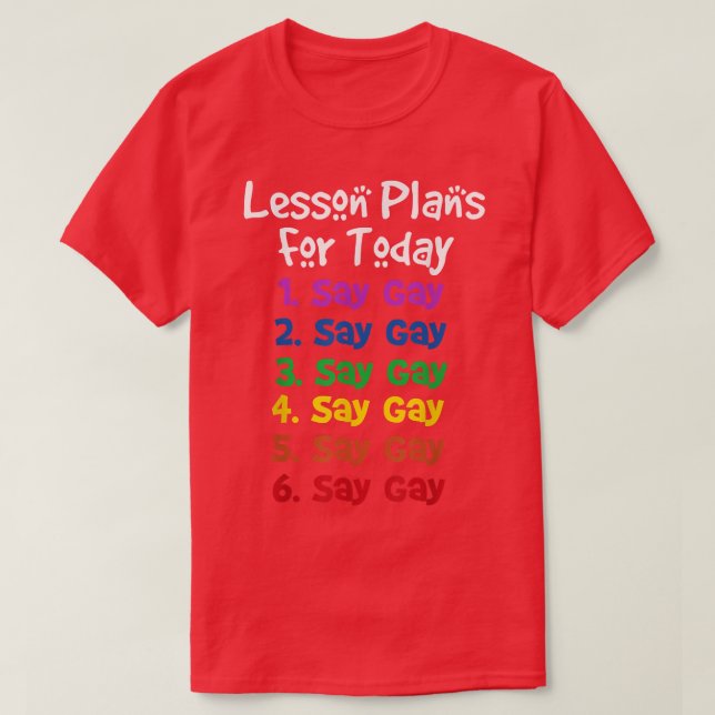 Florida Gay Say Gay Lesson Plans For Today Lgbtq G T-Shirt (Design Front)
