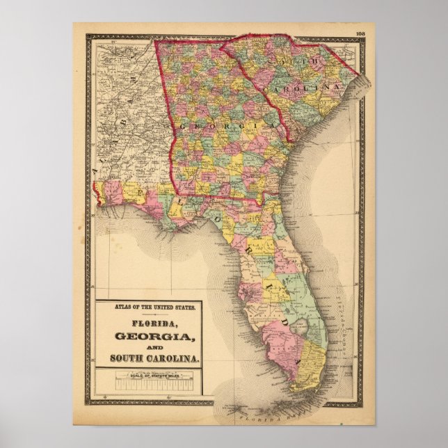 Florida, Georgia, and South Carolina Poster (Front)