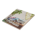 Florida Gift Box Ceramic Tile<br><div class="desc">Beautiful illustrated map of the state of Florida and islands in the region in a beautiful vintage style featuring a retro 1950s car.</div>