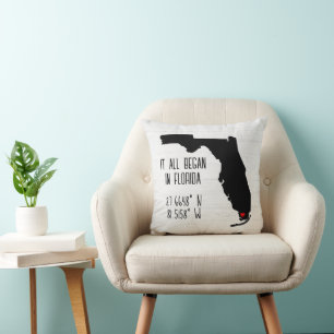 Florida GPS Coordinates with Heart Cushion