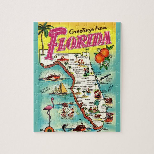 Florida Greeting Map 8x10 Jigsaw Puzzle (Vertical)