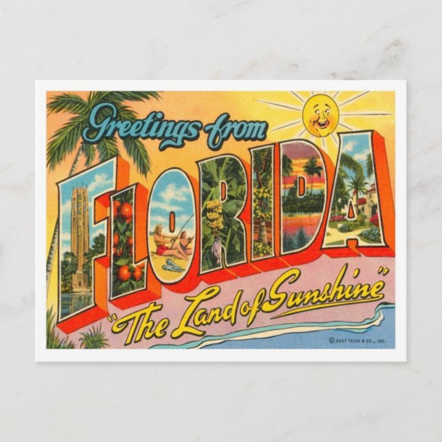 Florida Greetings From US States Postcard (Front)