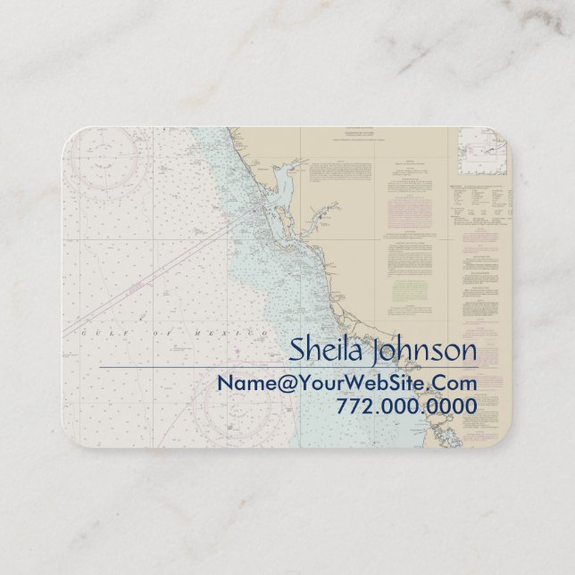 Florida Gulf Coast Punta Gorda Nautical Chart Business Card (Back)