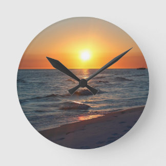 Florida gulf coast sunset round clock