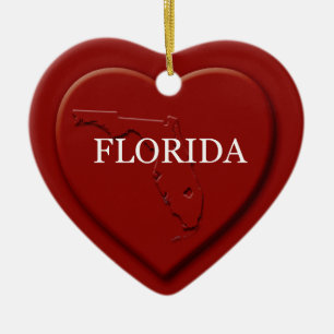 Florida Heart Map Christmas Ornament