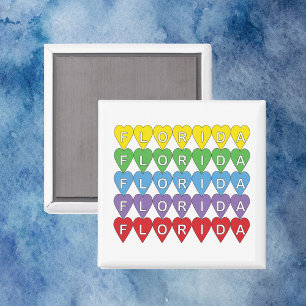 Florida Heart Rainbow Pattern Magnet