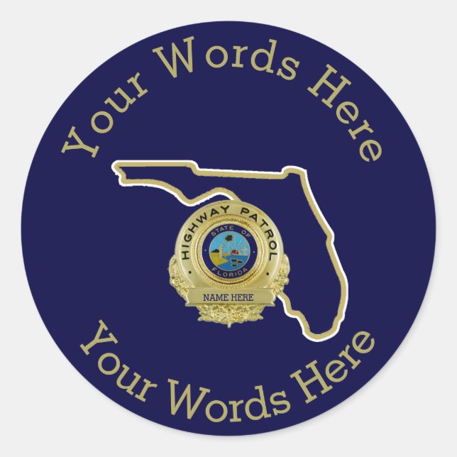 Florida Highway Patrol Custom Classic Round Sticker (Front)