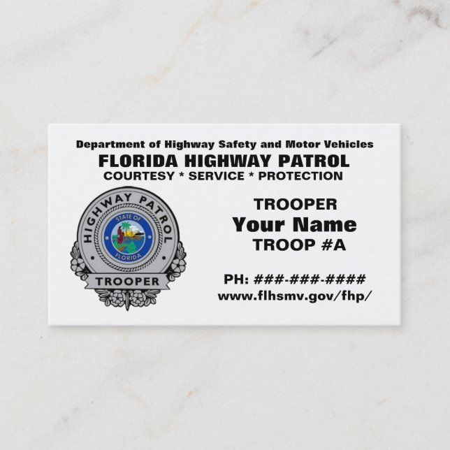 Florida Highway Patrol FHP Business Card (Front)