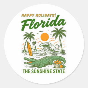 Florida Holiday Greeting Classic Round Sticker