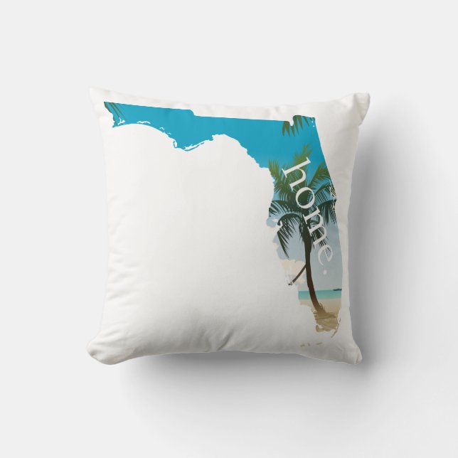 FLORIDA Home  Beach Ocean Palm Tree Filled Cushion (Front)