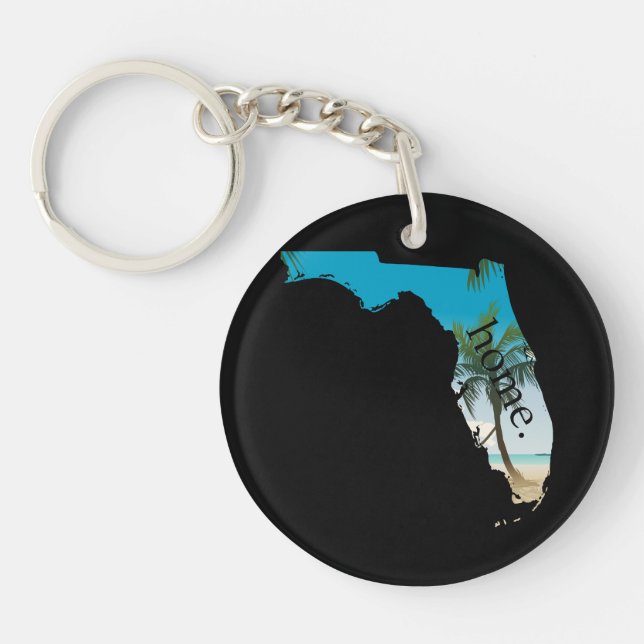 FLORIDA Home  Beach Ocean Palm Tree Filled Key Ring (Front)