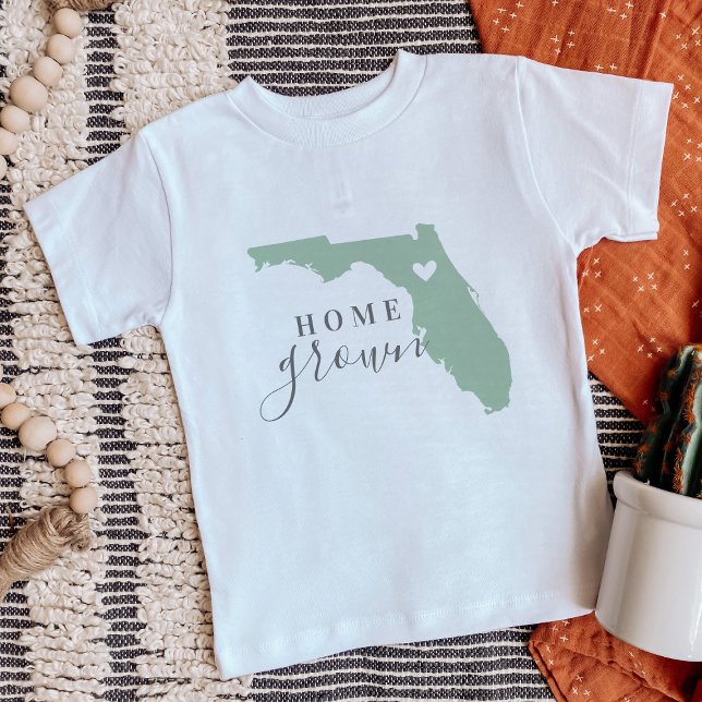 Florida Home Grown | Editable Colours State Map Baby T-Shirt (Creator Uploaded)
