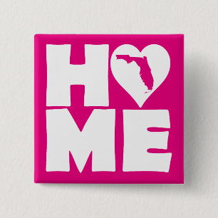 Florida Home Heart State Button Badge Pin