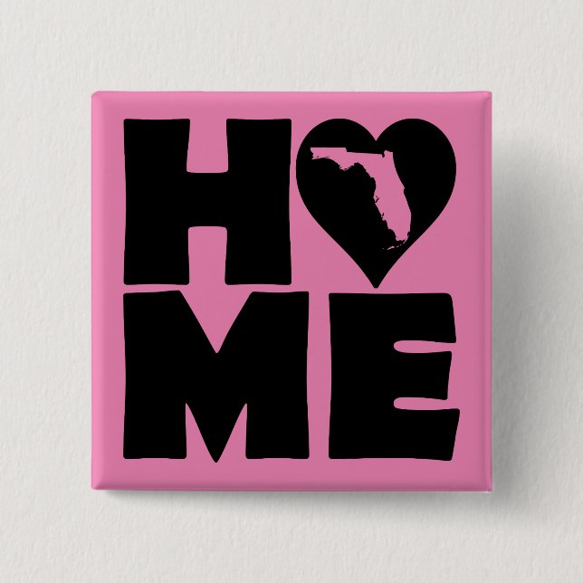 Florida Home Heart State Button Badge Pin (Front)