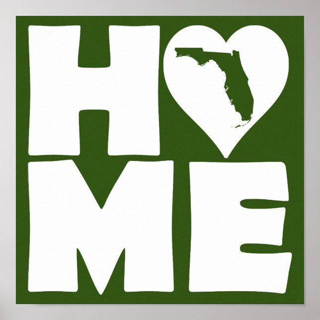 Florida Home Heart State Poster Sign (Front)