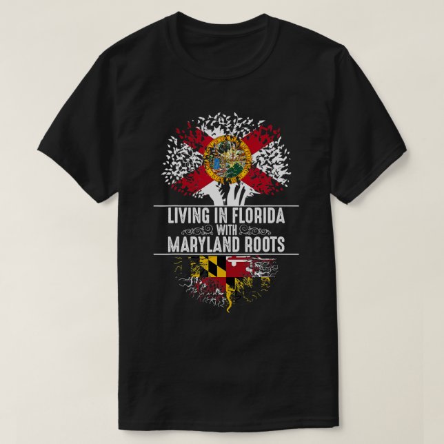 Florida Home Maryland Roots State ree Flag  Love G T-Shirt (Design Front)