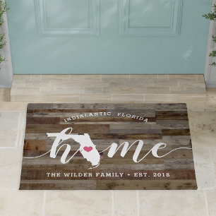 Florida Home State Personalised Wood Look Doormat