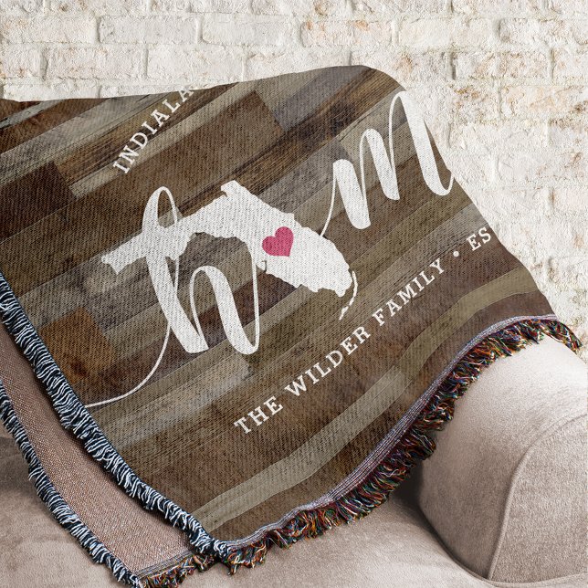 Florida Home State Personalised Wood Look Throw Blanket (Creator Uploaded)