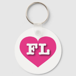 Florida Hot PInk Heart - I love FL Key Ring