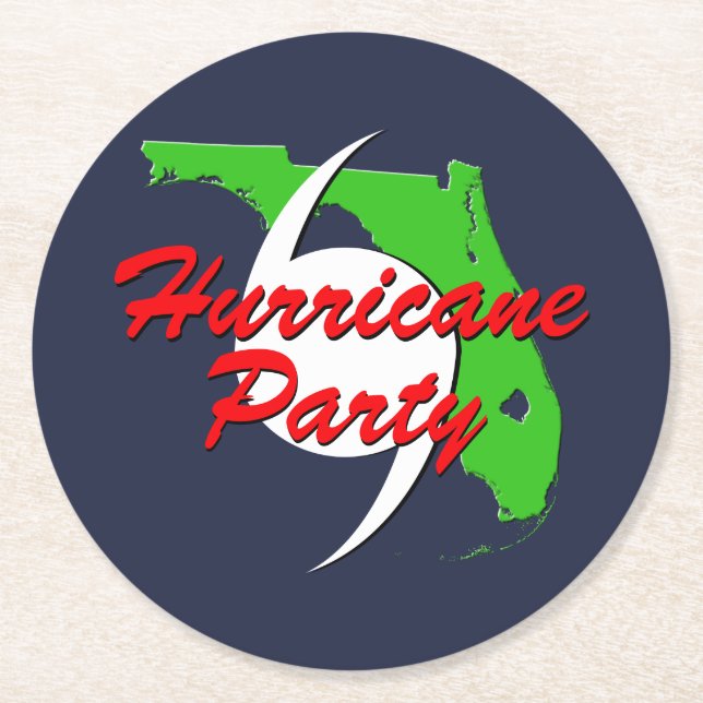 Florida Hurricane Party Your Colours Round Paper Coaster (Front)