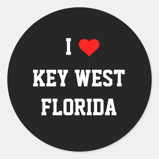 FLORIDA: I Love Key West, Florida Classic Round Sticker (Front)