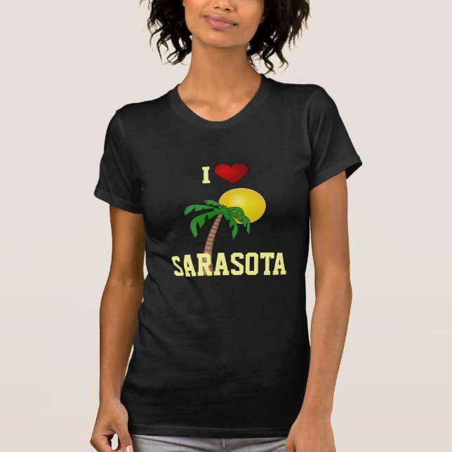 Florida: I Love Sarasota palm tree and sun T-Shirt (Front)